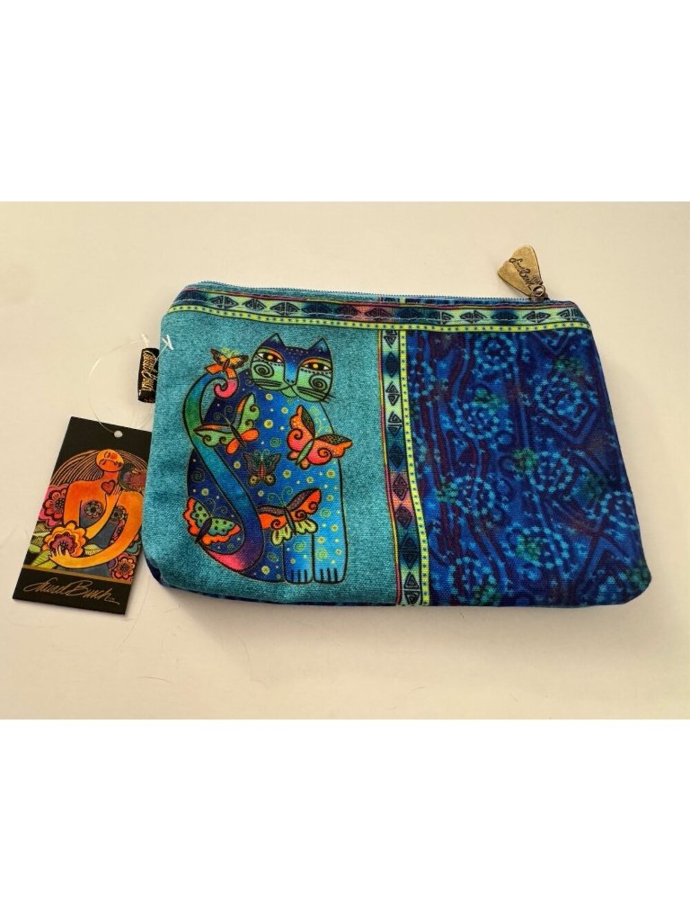 Laurel Burch Cotton Canvas Cosmetic Bag Cat Butterfly Makeup Bag 6 x 9 C27